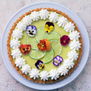 Key Lime Pie with Edible Pansy Flowers