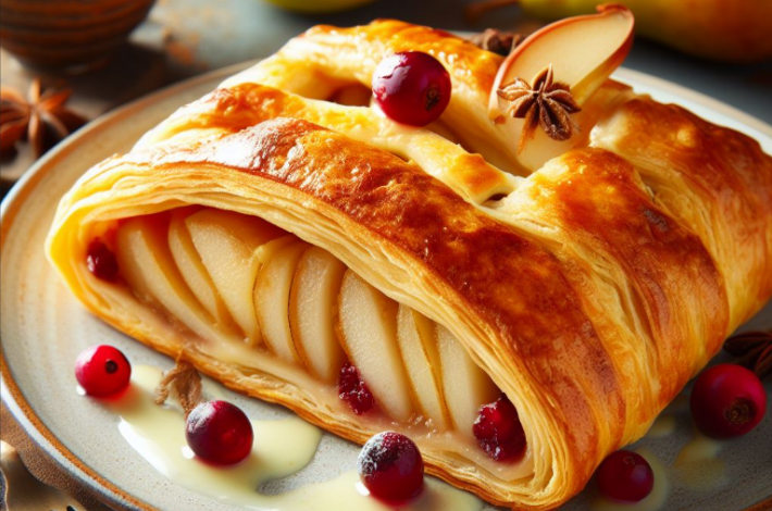 Pear and Cranberry Strudel